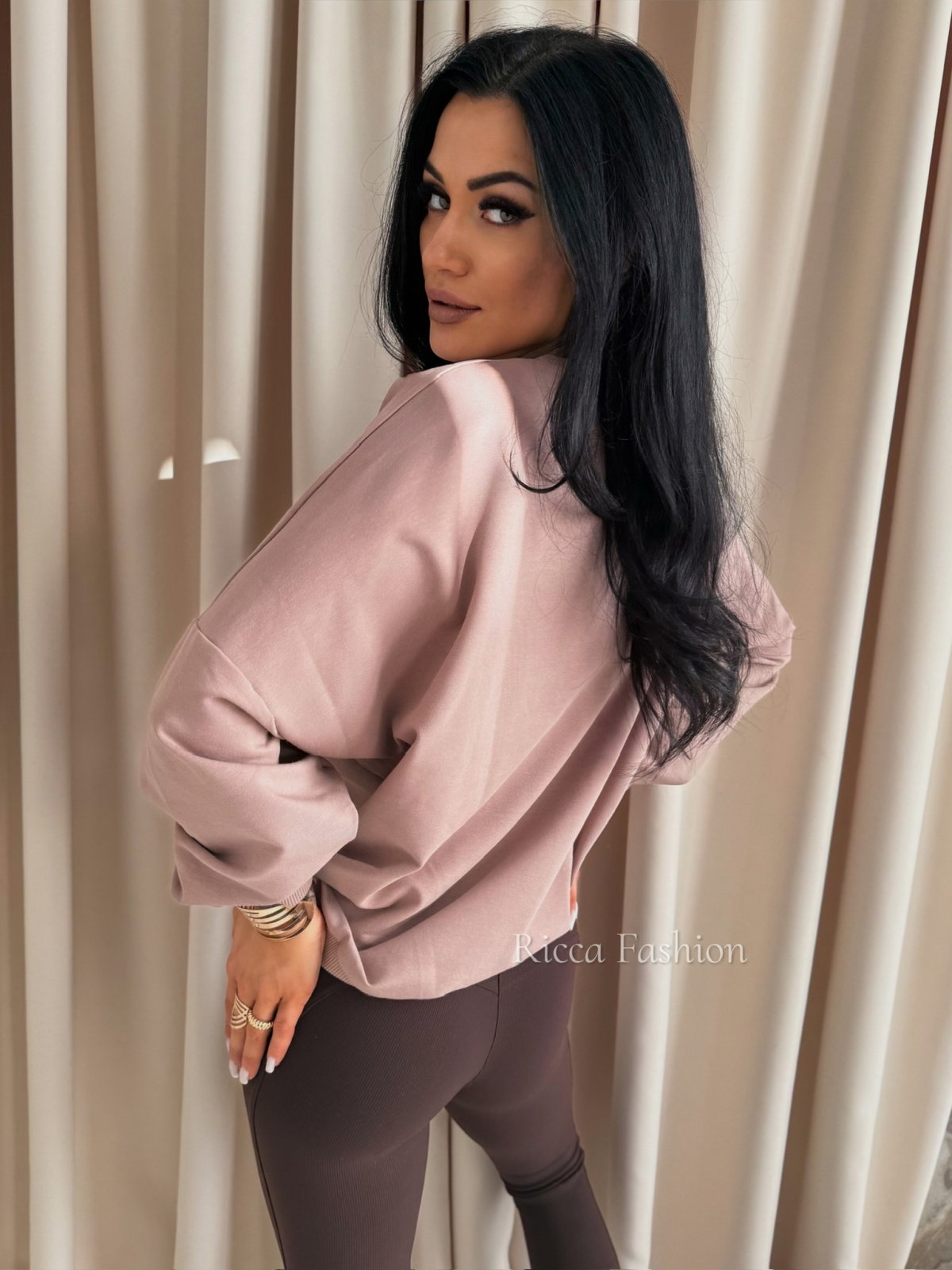 Bluza bawełniana BISOUS, fango