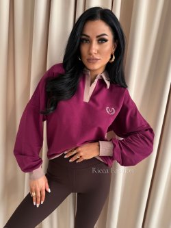 Bluza bawełniana polo MOTIVE, plum