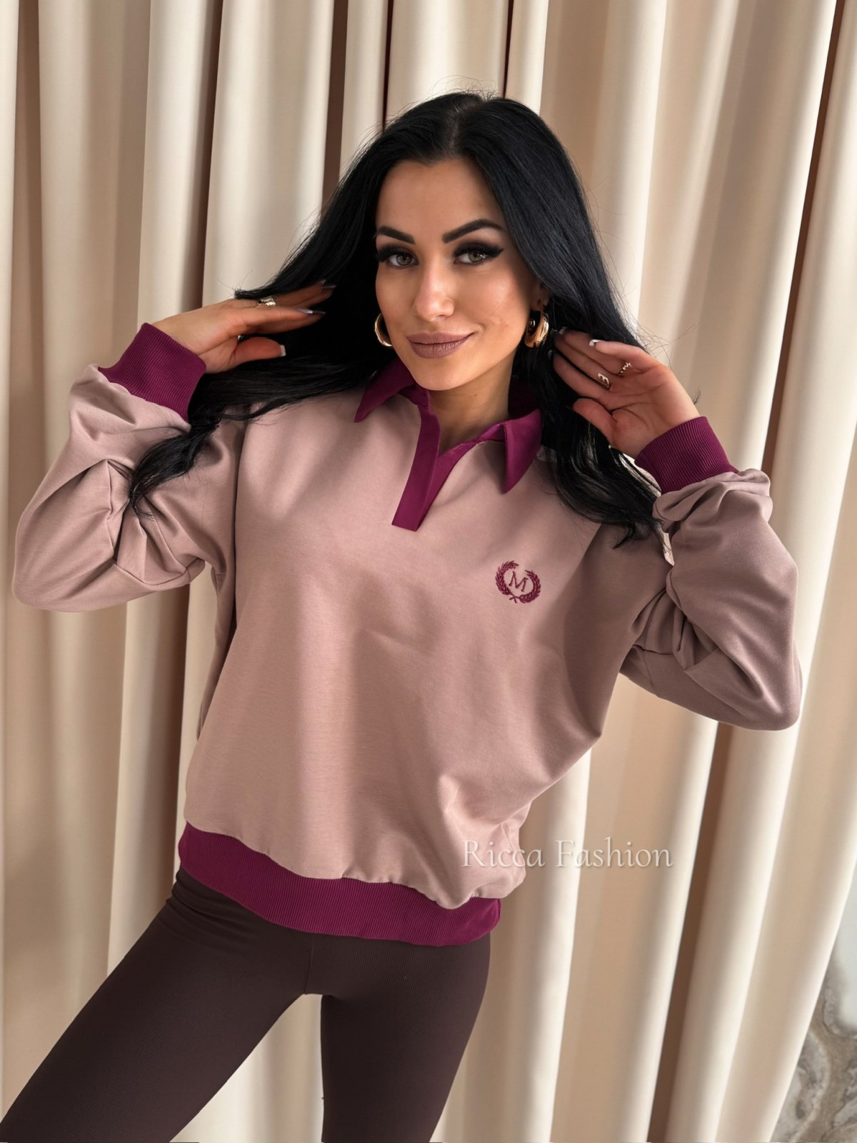 Bluza bawełniana polo MOTIVE, fango