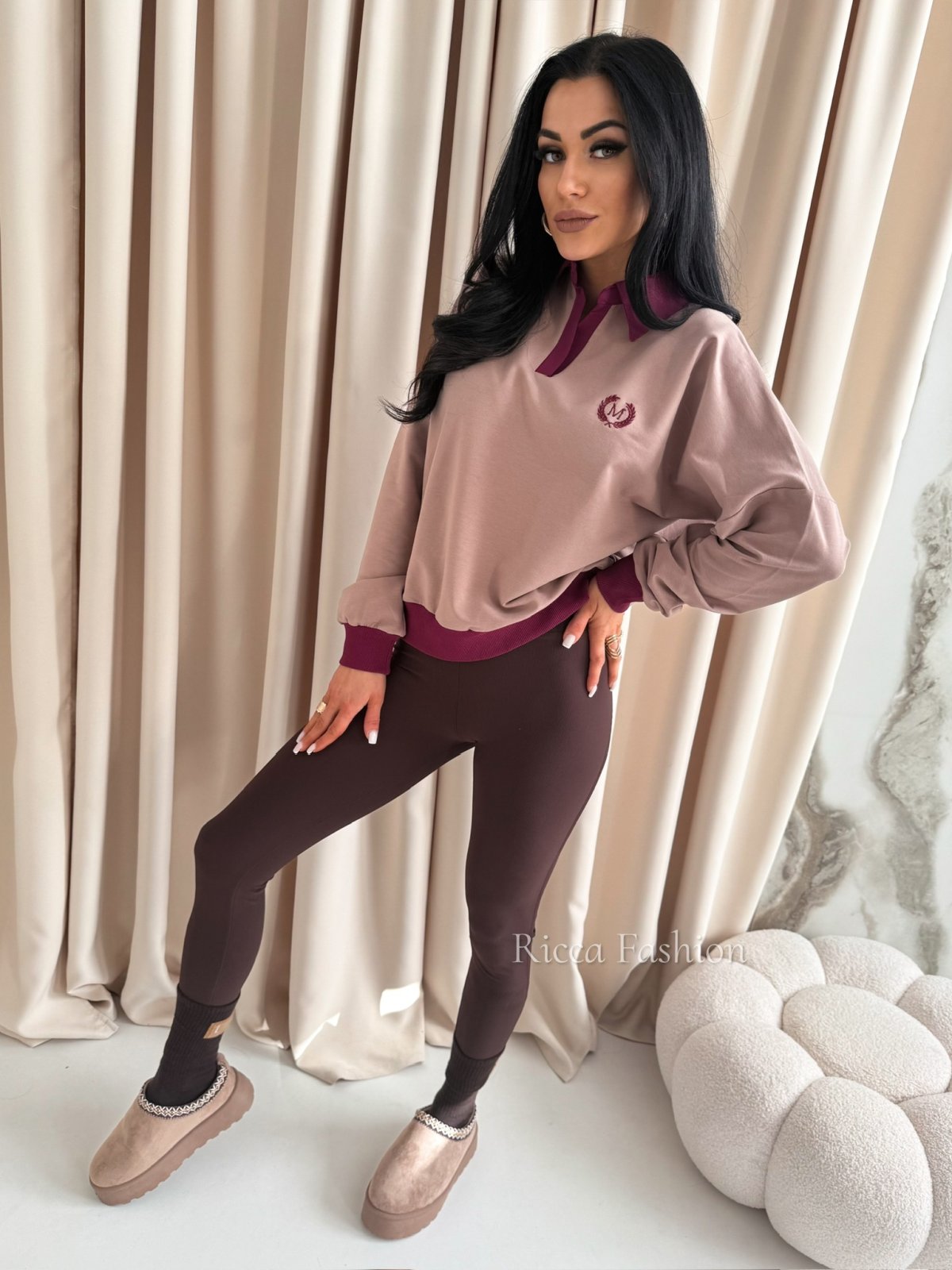 Bluza bawełniana polo MOTIVE, fango