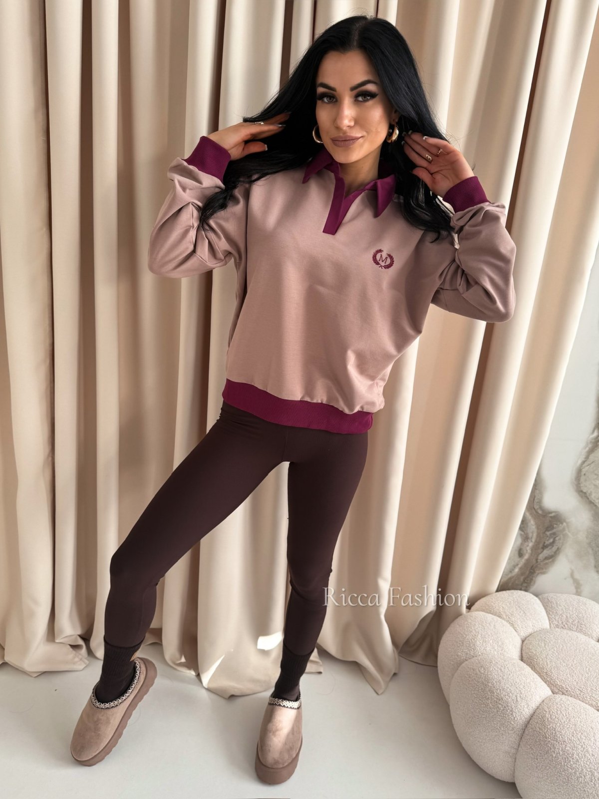 Bluza bawełniana polo MOTIVE, fango