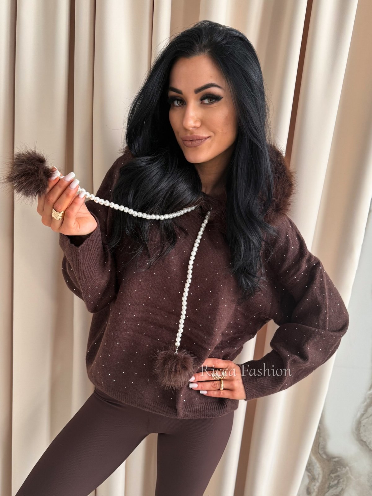 Sweter z wiskozą GISSOU, chocolate