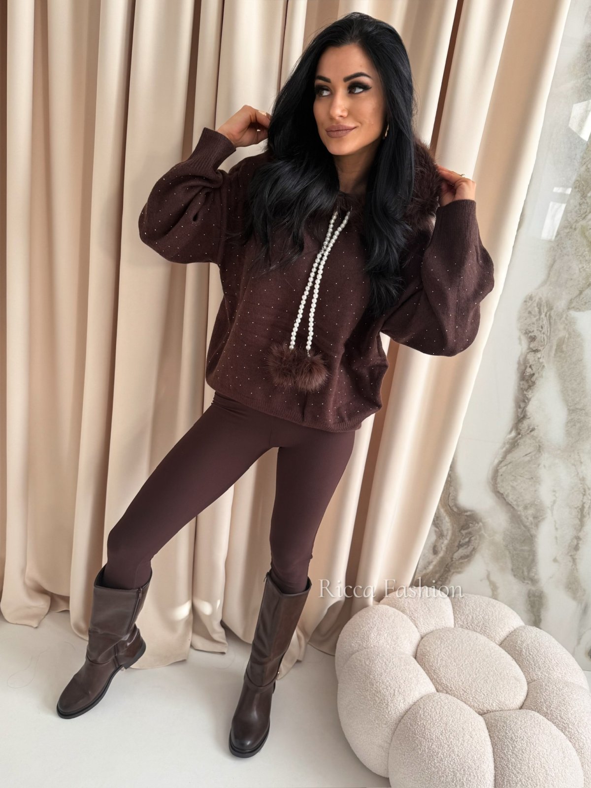 Sweter z wiskozą GISSOU, chocolate