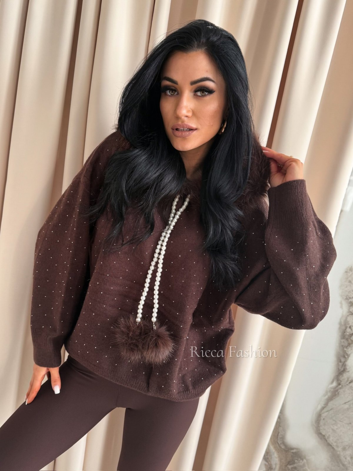 Sweter z wiskozą GISSOU, chocolate