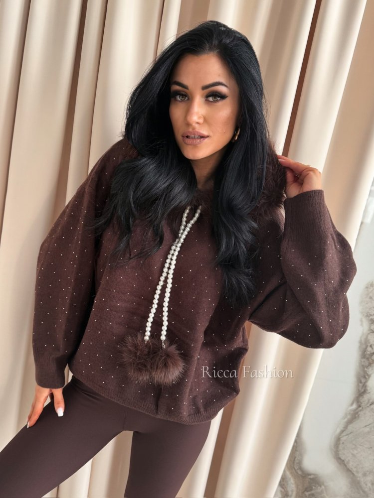 Sweter z wiskozą GISSOU, chocolate