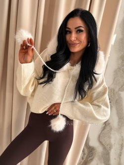 Sweter z wiskozą GISSOU, ecru