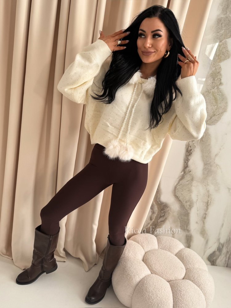 Sweter z wiskozą GISSOU, ecru