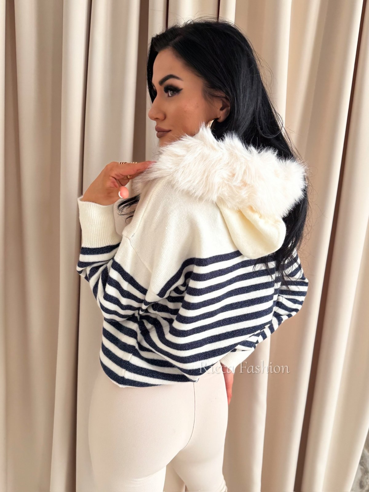 Sweter AMELISSE, ecru/navy