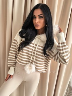 Sweter AMELISSE, ecru/carmel