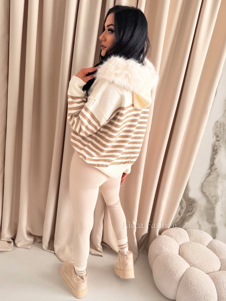 Sweter AMELISSE, ecru/carmel