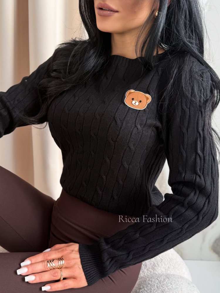 Sweter z wiskozą BEAR LONG, black