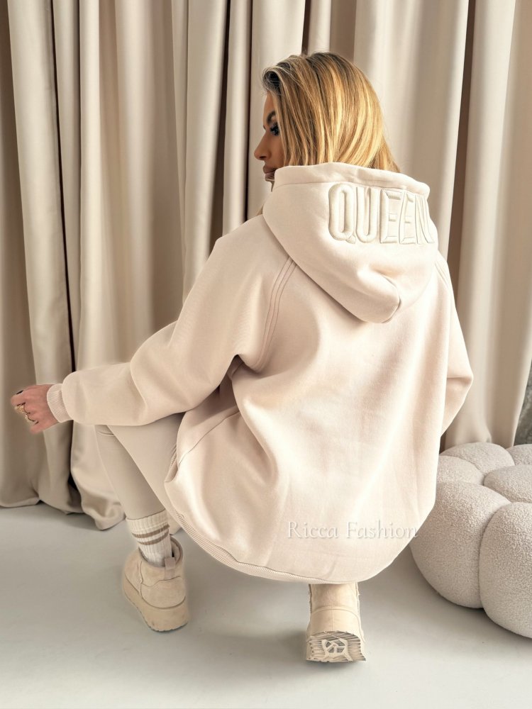 Bluza dresowa I'M QUEEN, beige