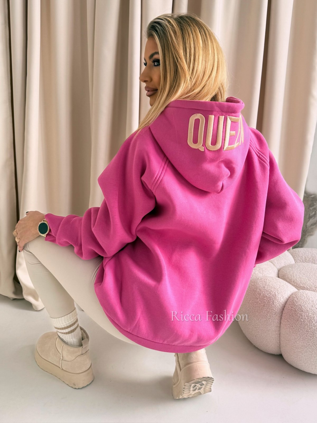 Bluza dresowa I'M QUEEN, candy pink