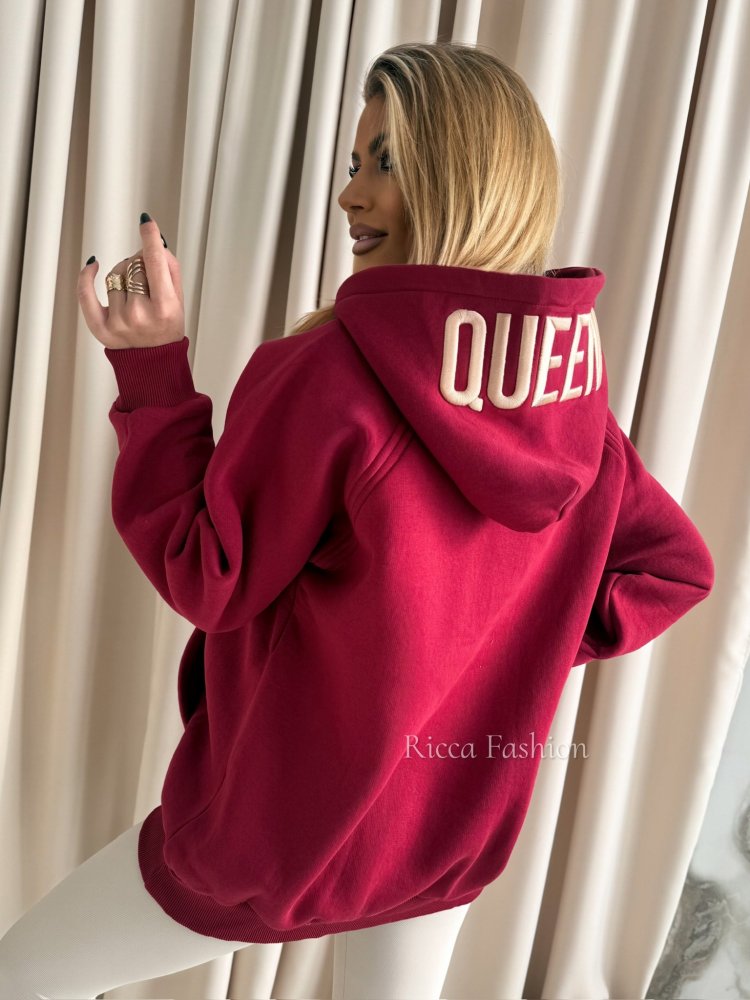 Bluza dresowa I'M QUEEN, bordo