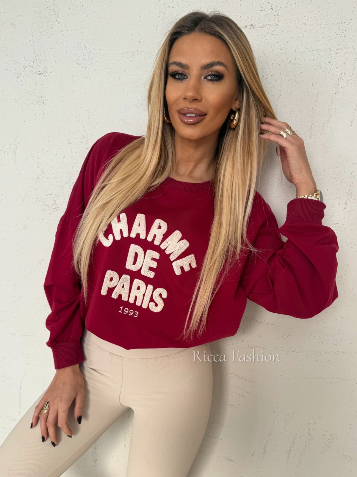 Bluza bawełniana CHARME, bordo