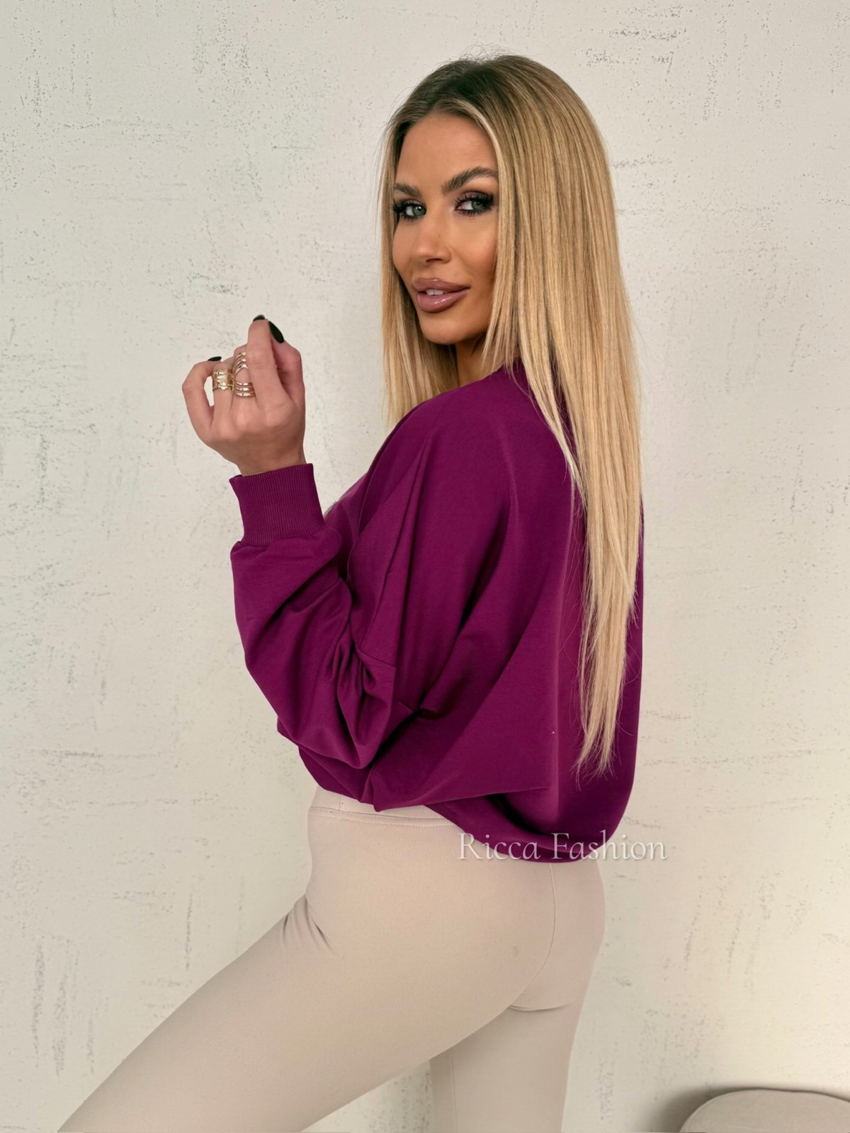 Bluza bawełniana CHARME, plum