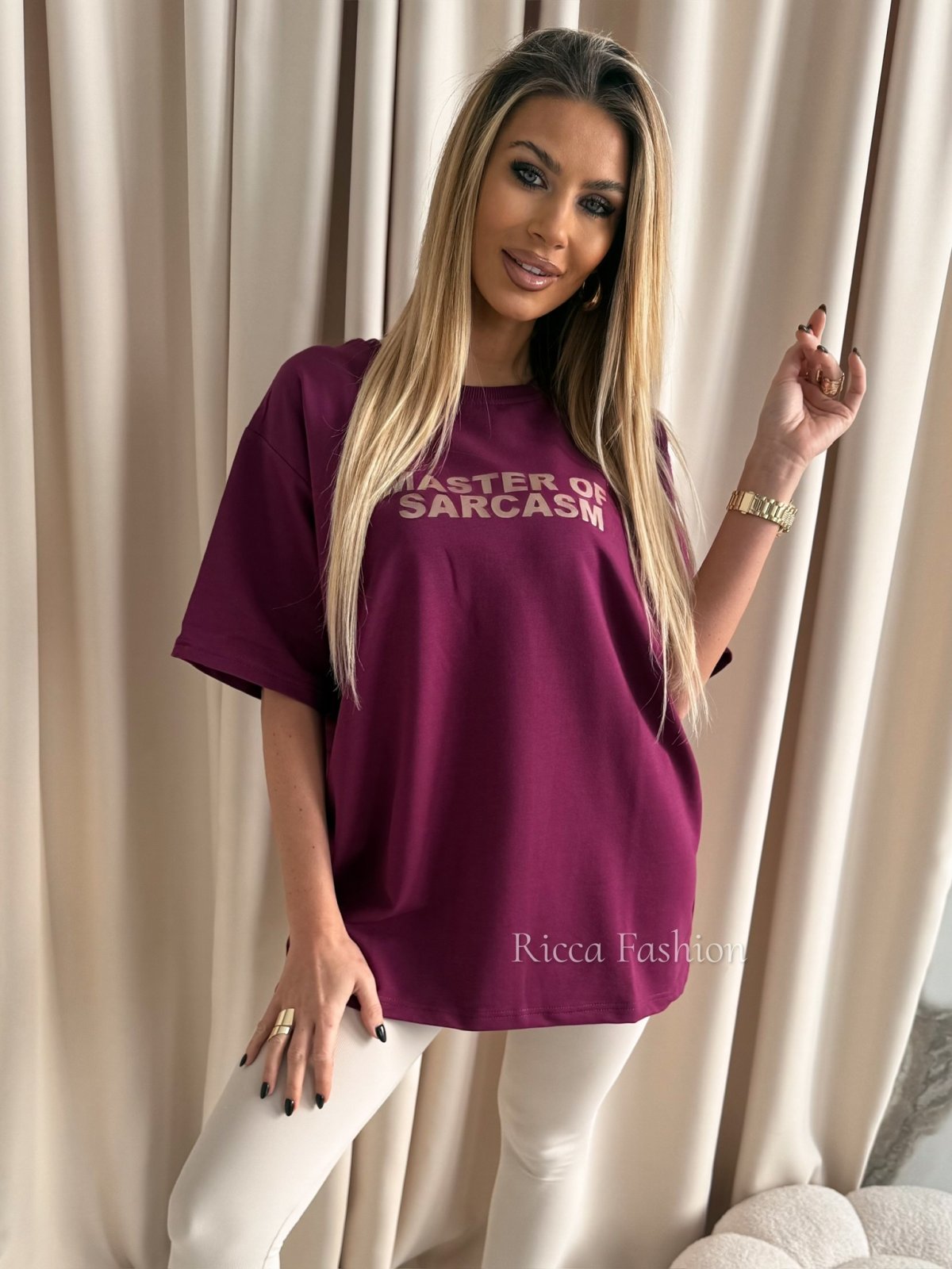 T-shirt bawełniany MASTER, plum