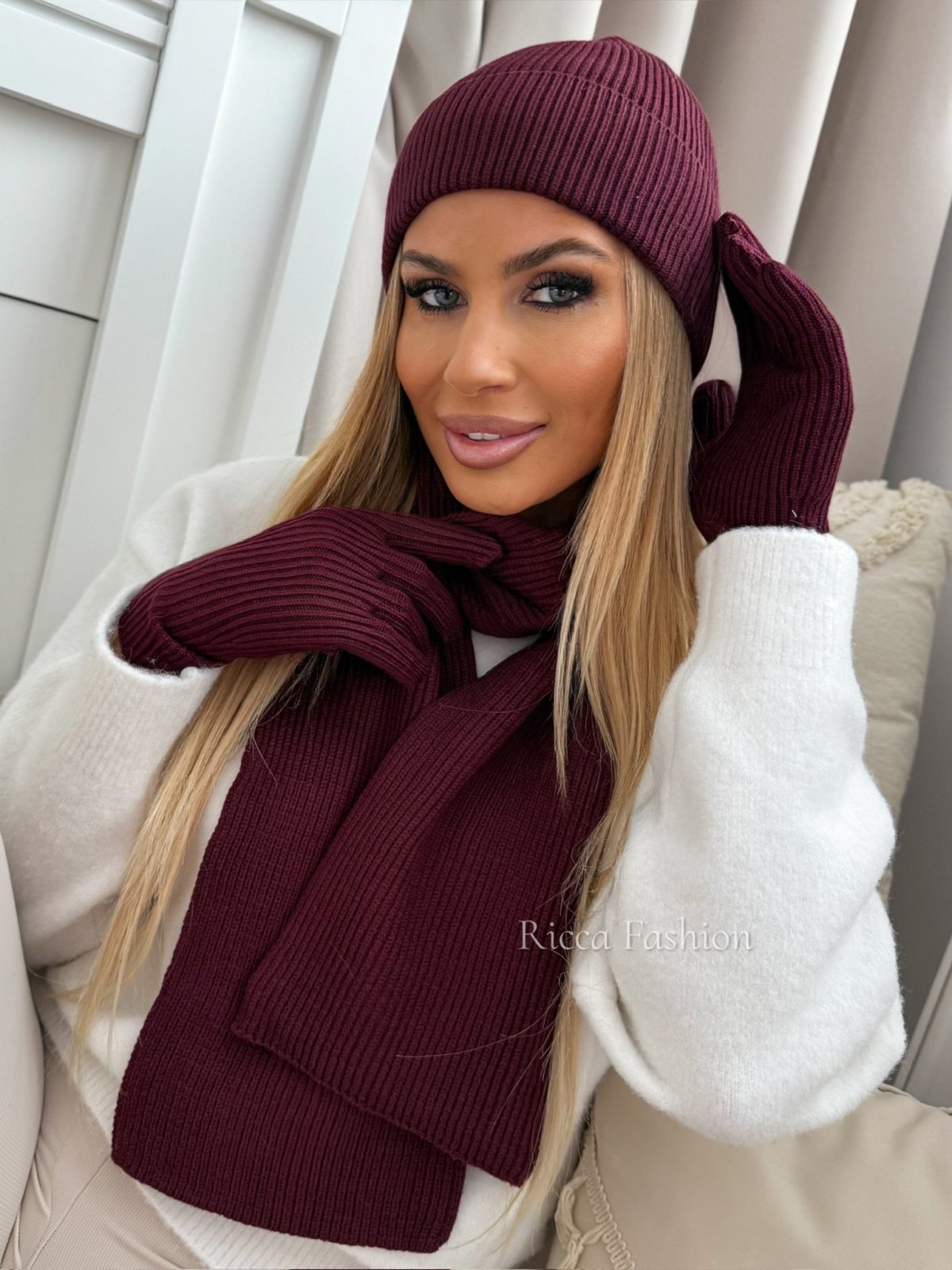 Komplet 3w1 WOOLA, burgund