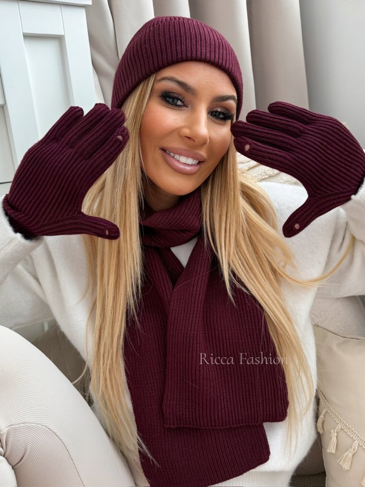 Komplet 3w1 WOOLA, burgund