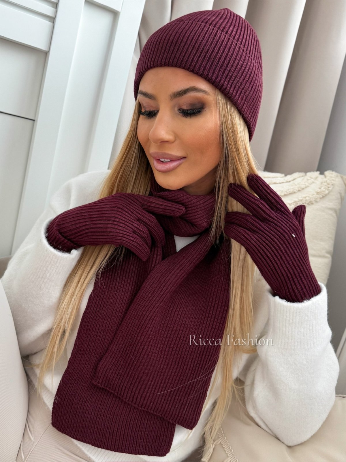 Komplet 3w1 WOOLA, burgund