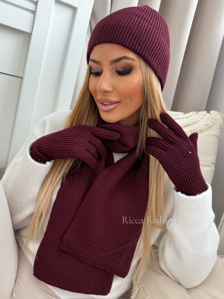 Komplet 3w1 WOOLA, burgund