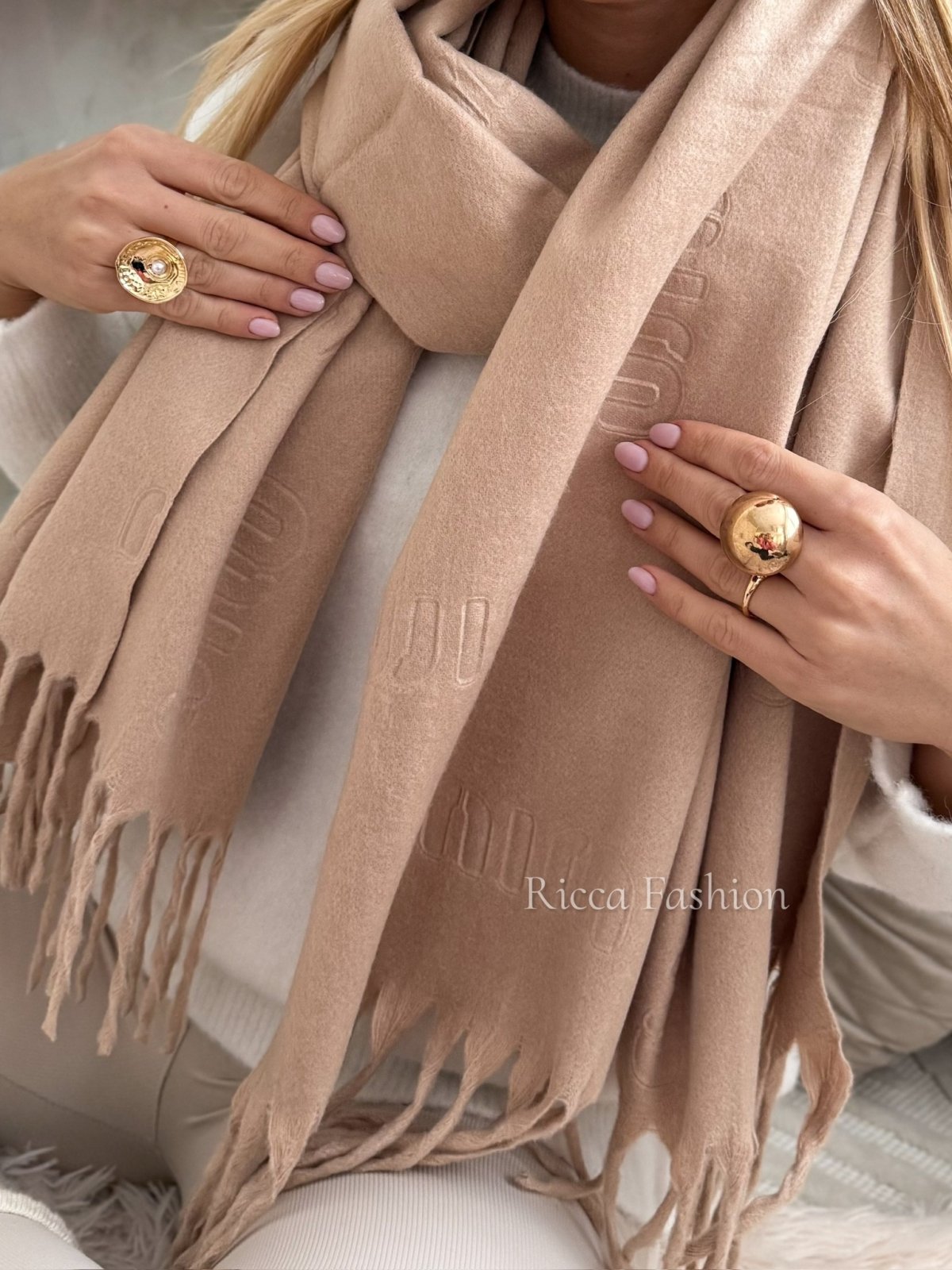 Szal kaszmirowy MIU, beige