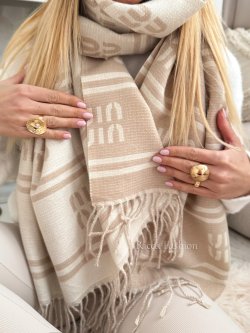 Szal z wiskozy MINNI STRIPS, beige