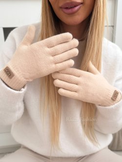 Rękawiczki z wełną HUGG, nude