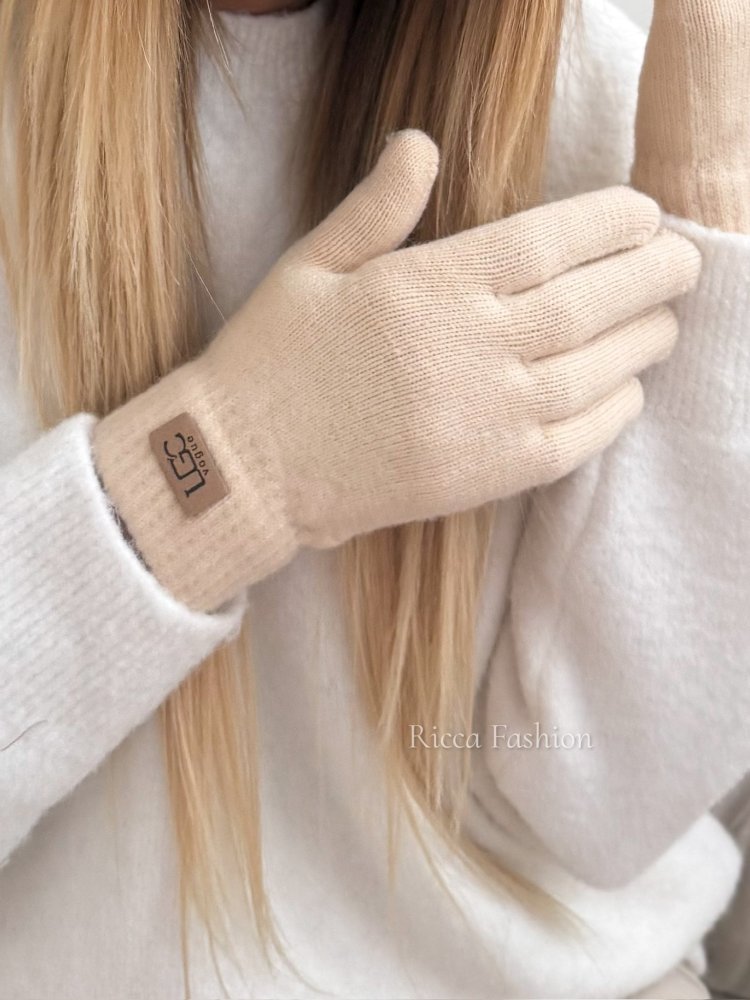 Rękawiczki z wełną HUGG, nude