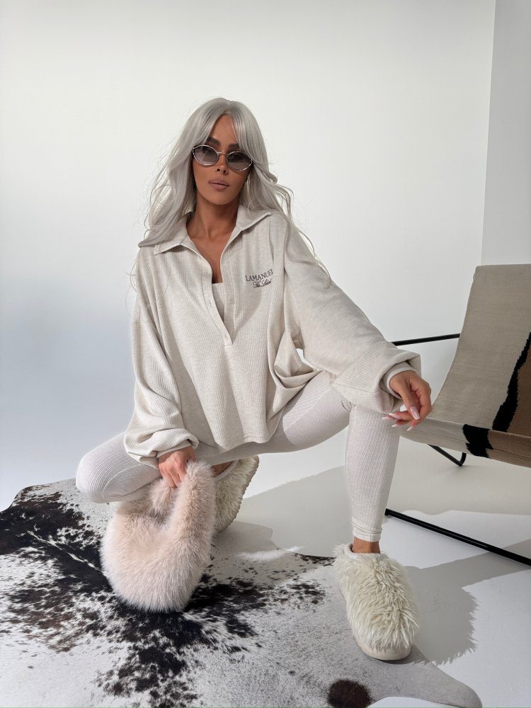 Bluza prążkowana SEPARATE, beż