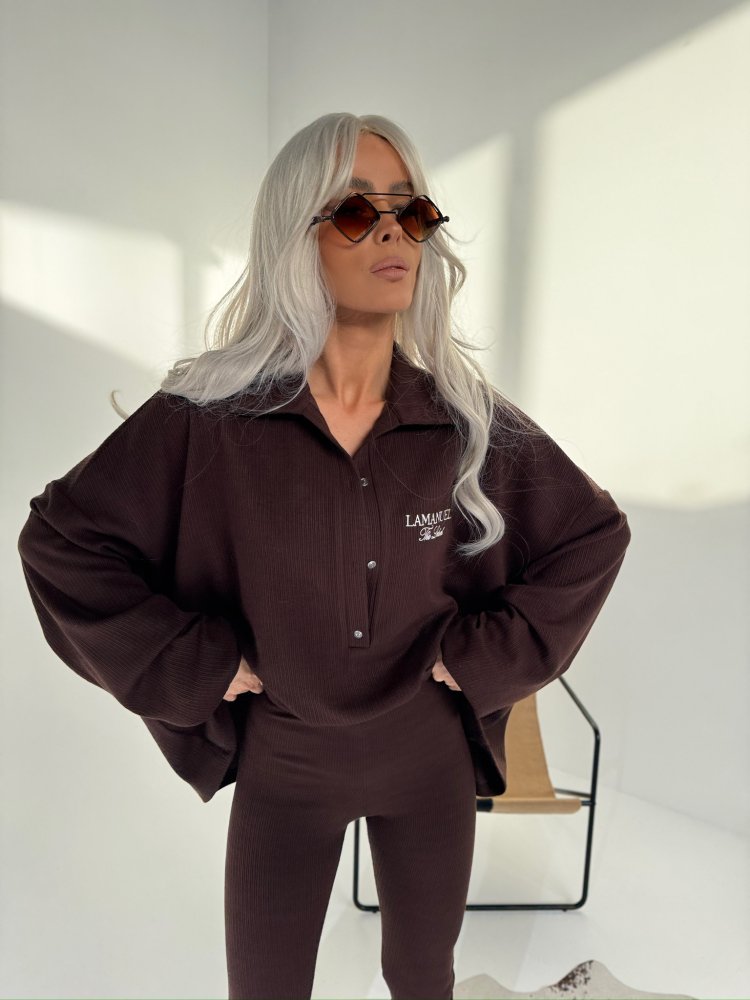 Bluza prążkowana SEPARATE, czekolada