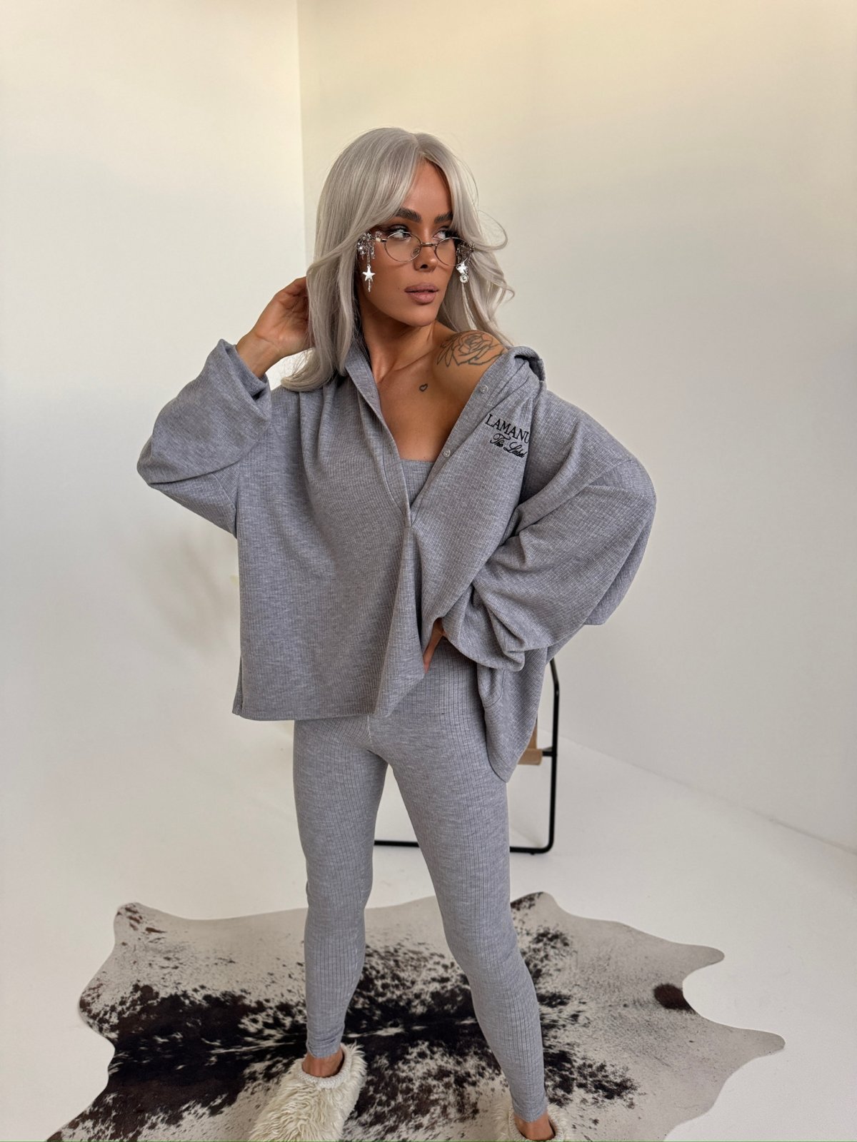 Bluza prążkowana SEPARATE, szara