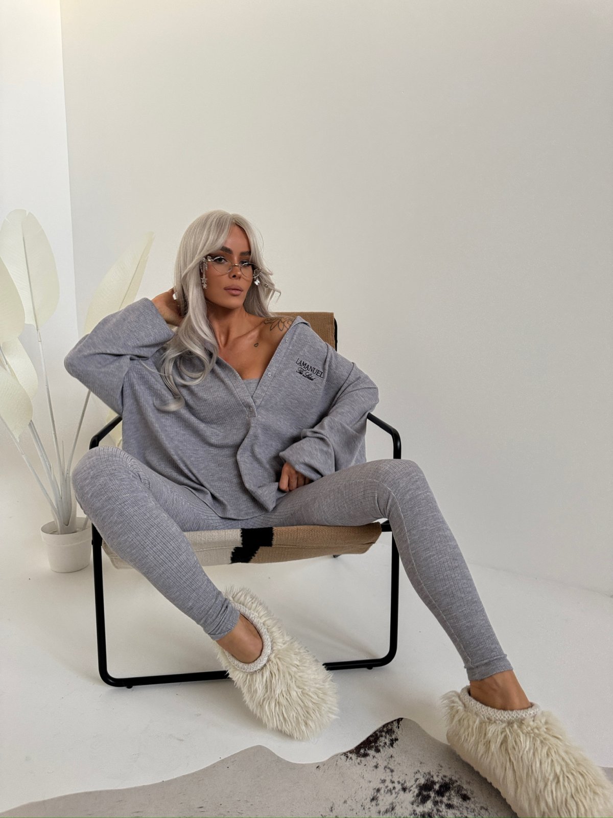 Bluza prążkowana SEPARATE, szara