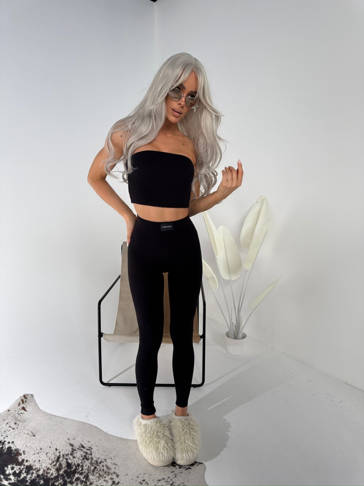 Komplet prążkowany SEPARATE, czarny