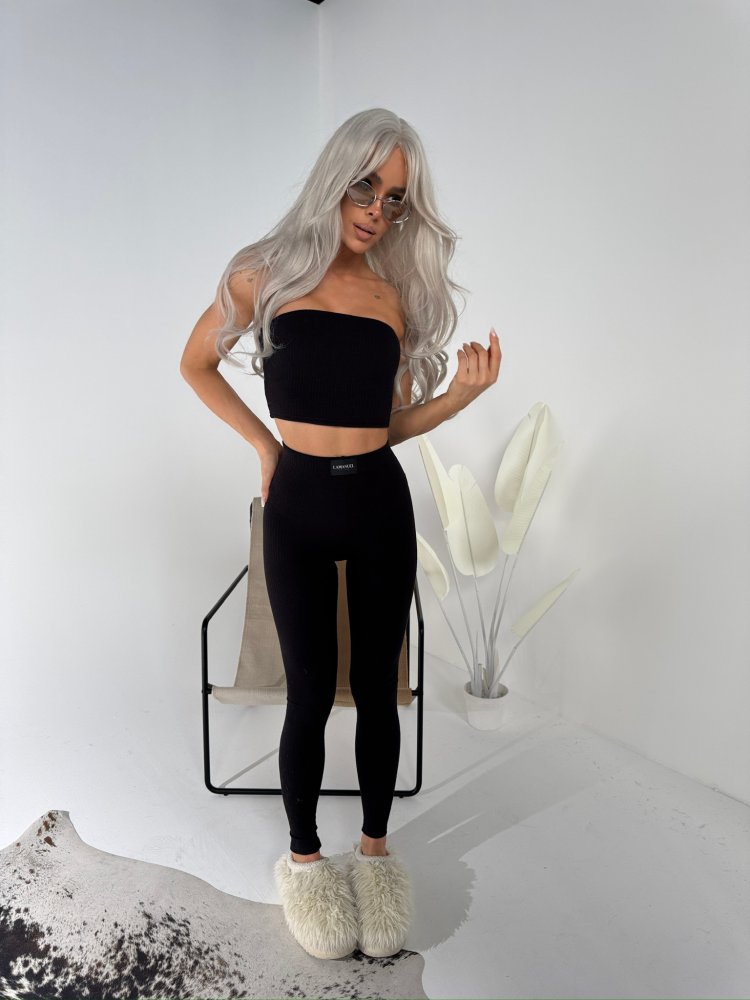 Komplet prążkowany SEPARATE, czarny