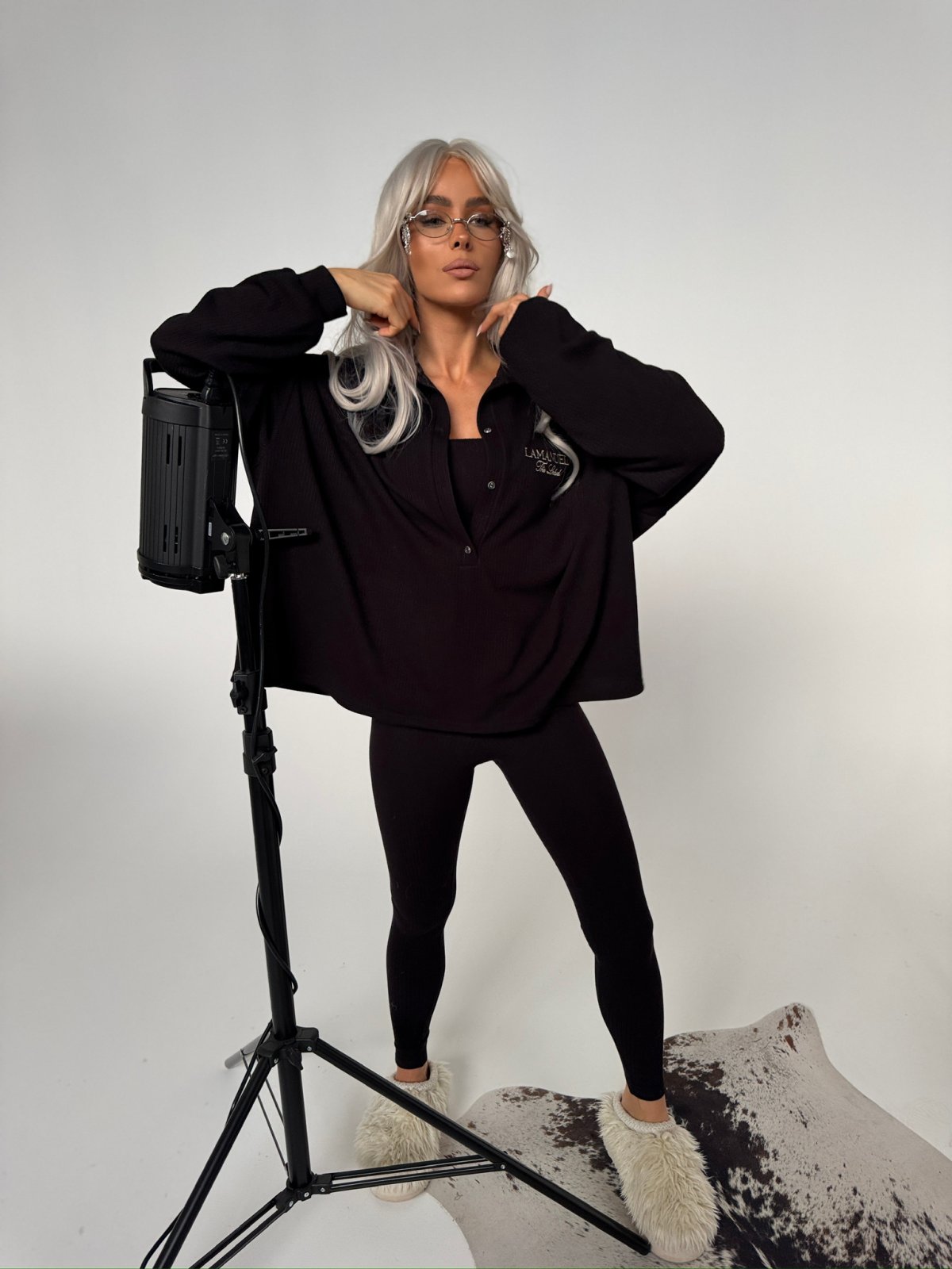 Bluza prążkowana SEPARATE, czarna