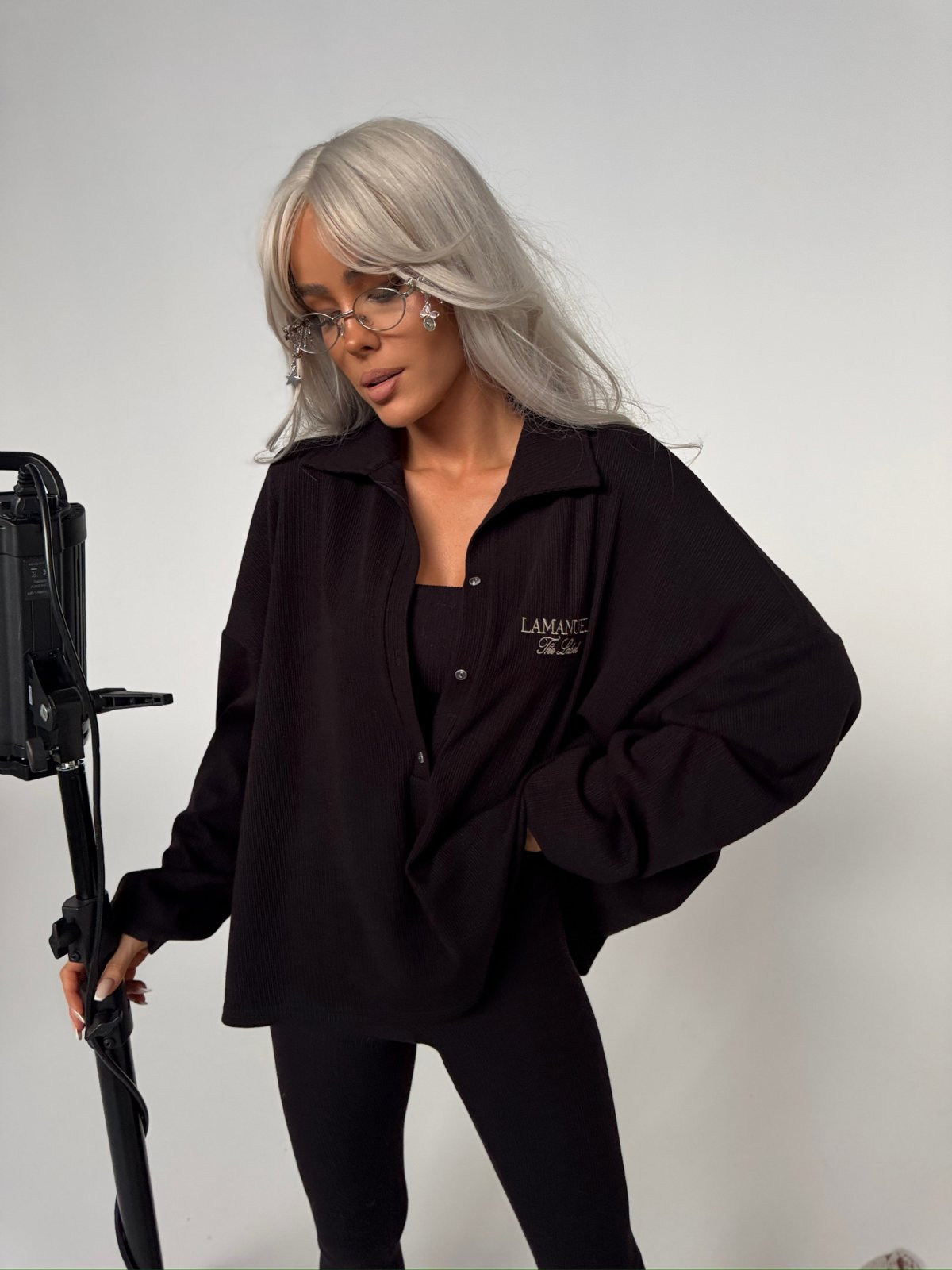 Bluza prążkowana SEPARATE, czarna