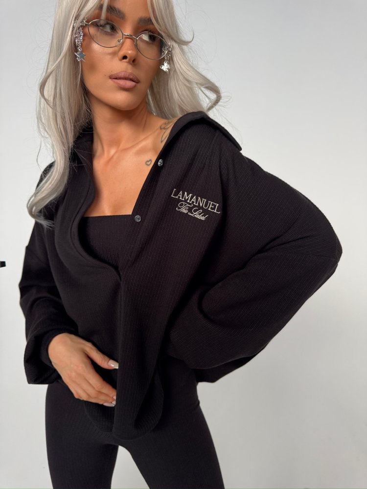 Bluza prążkowana SEPARATE, czarna