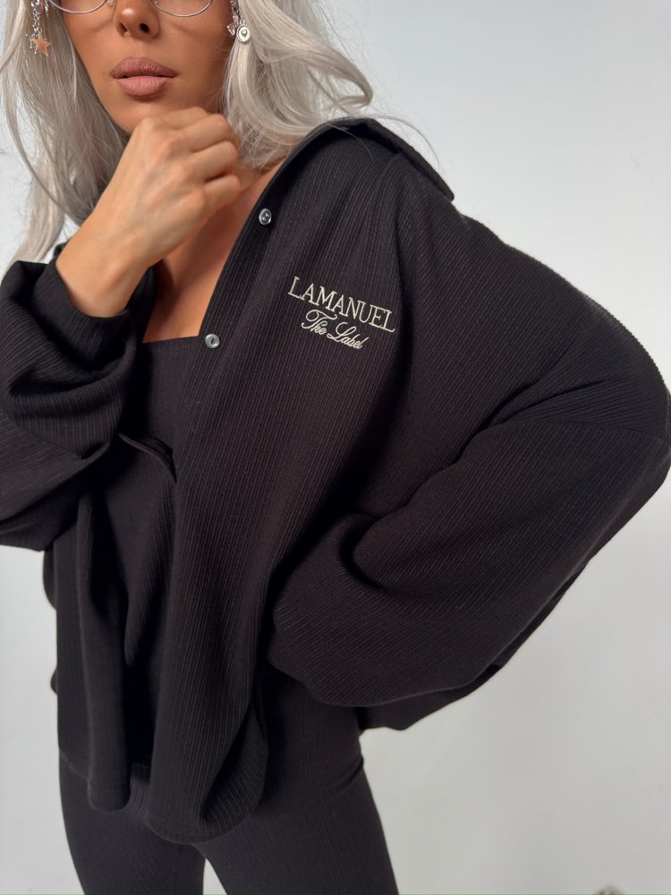 Bluza prążkowana SEPARATE, czarna