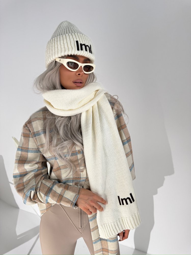 Szalik z wełną merino POLAR, ecru