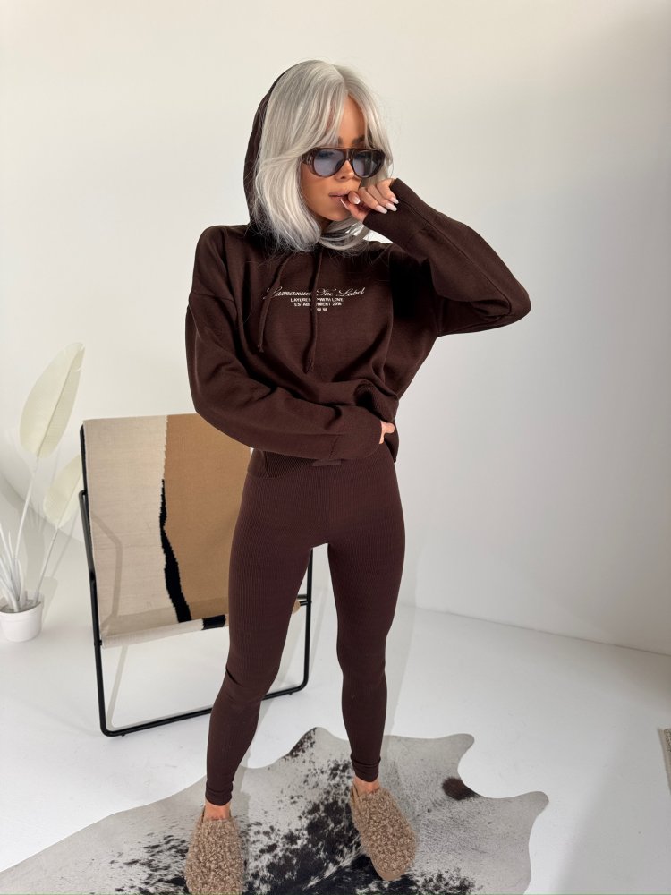 Sweter z wiskozą LOVE, czekolada