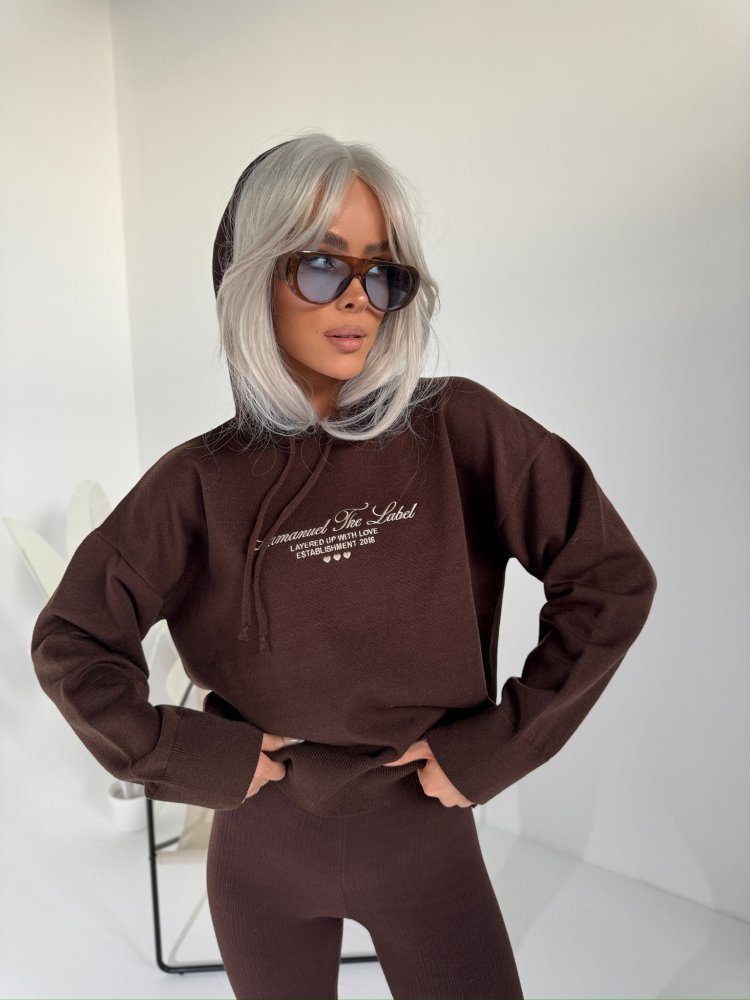 Sweter z wiskozą LOVE, czekolada