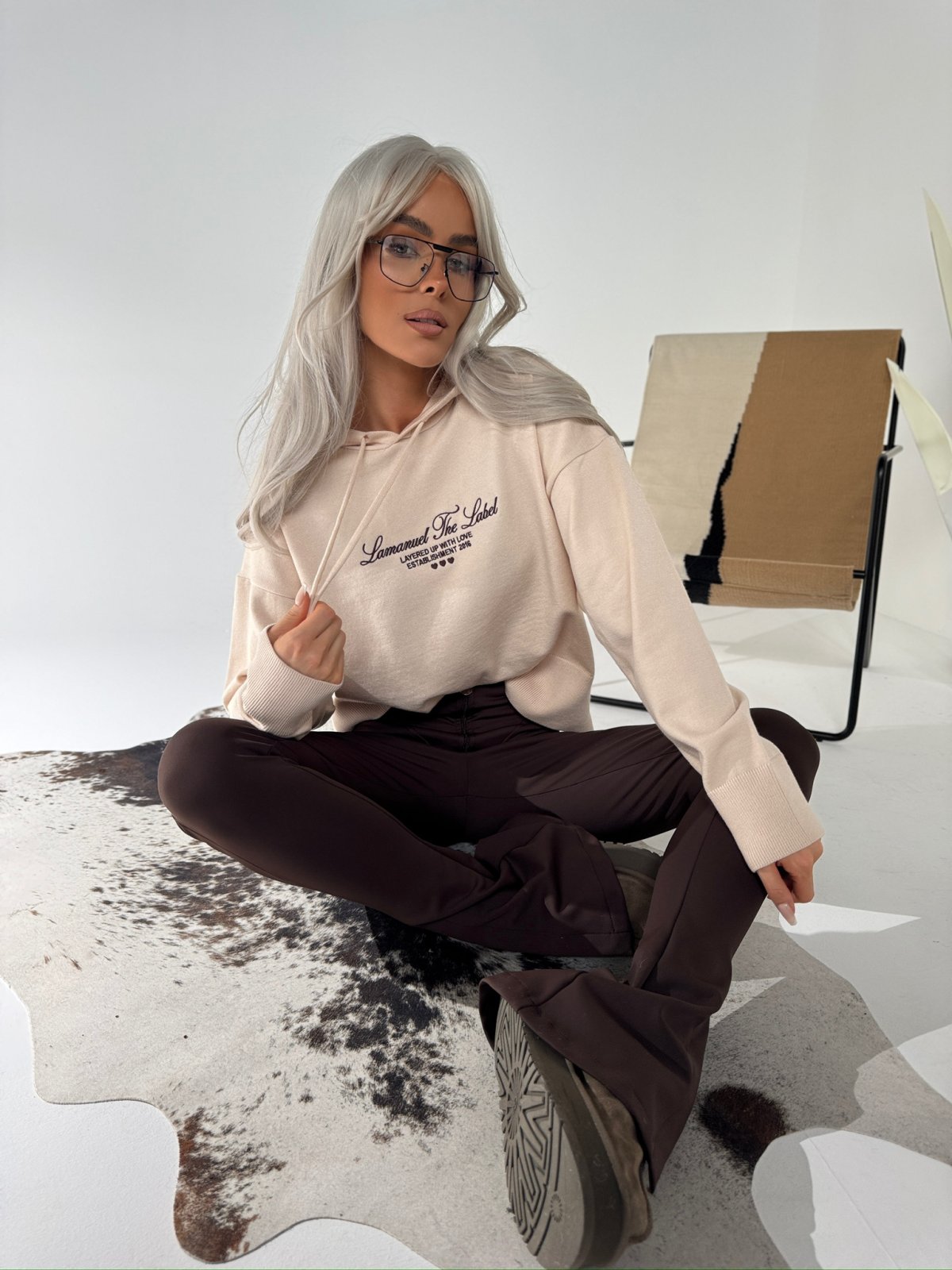 Sweter z wiskozą LOVE, beż