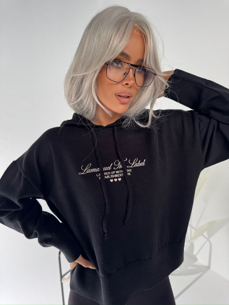 Sweter z wiskozą LOVE, czarny