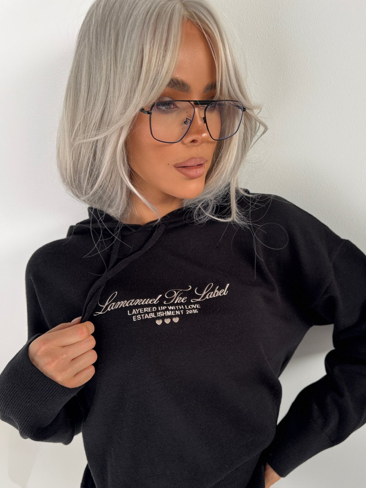 Sweter z wiskozą LOVE, czarny