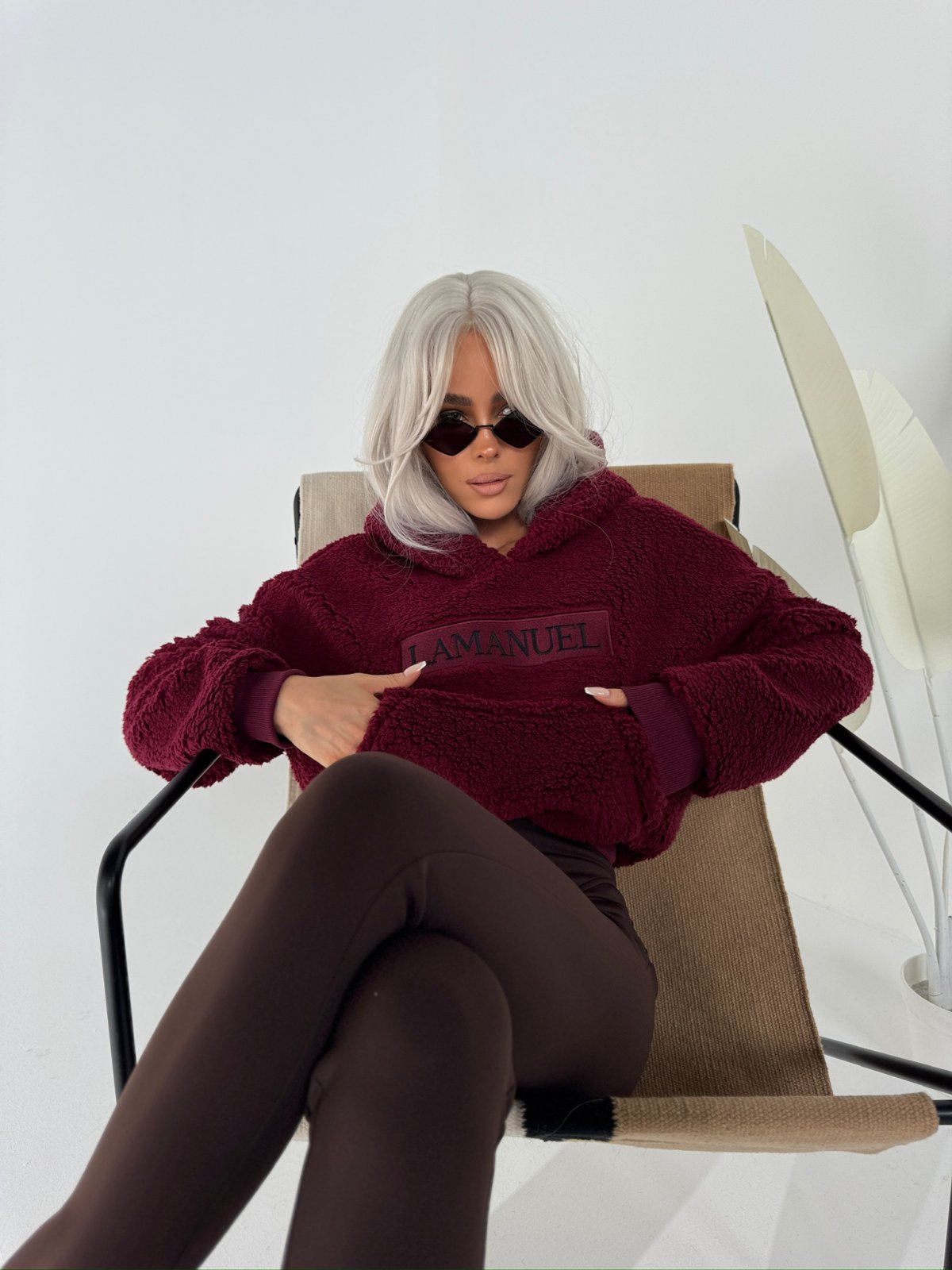 Bluza baranek PUFFY, bordo