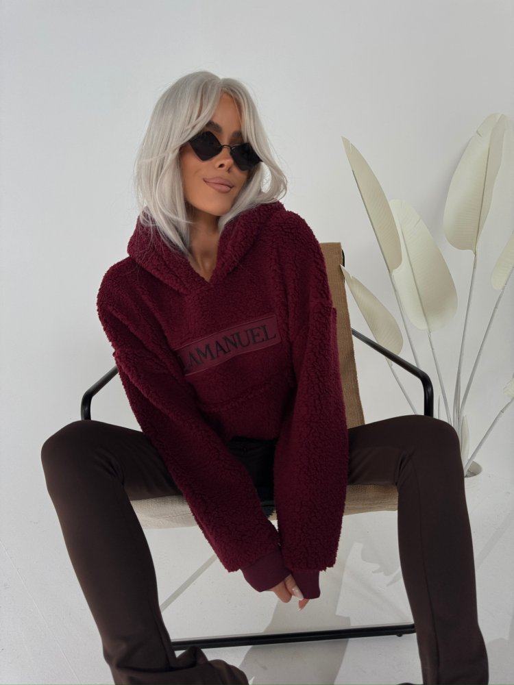 Bluza baranek PUFFY, bordo