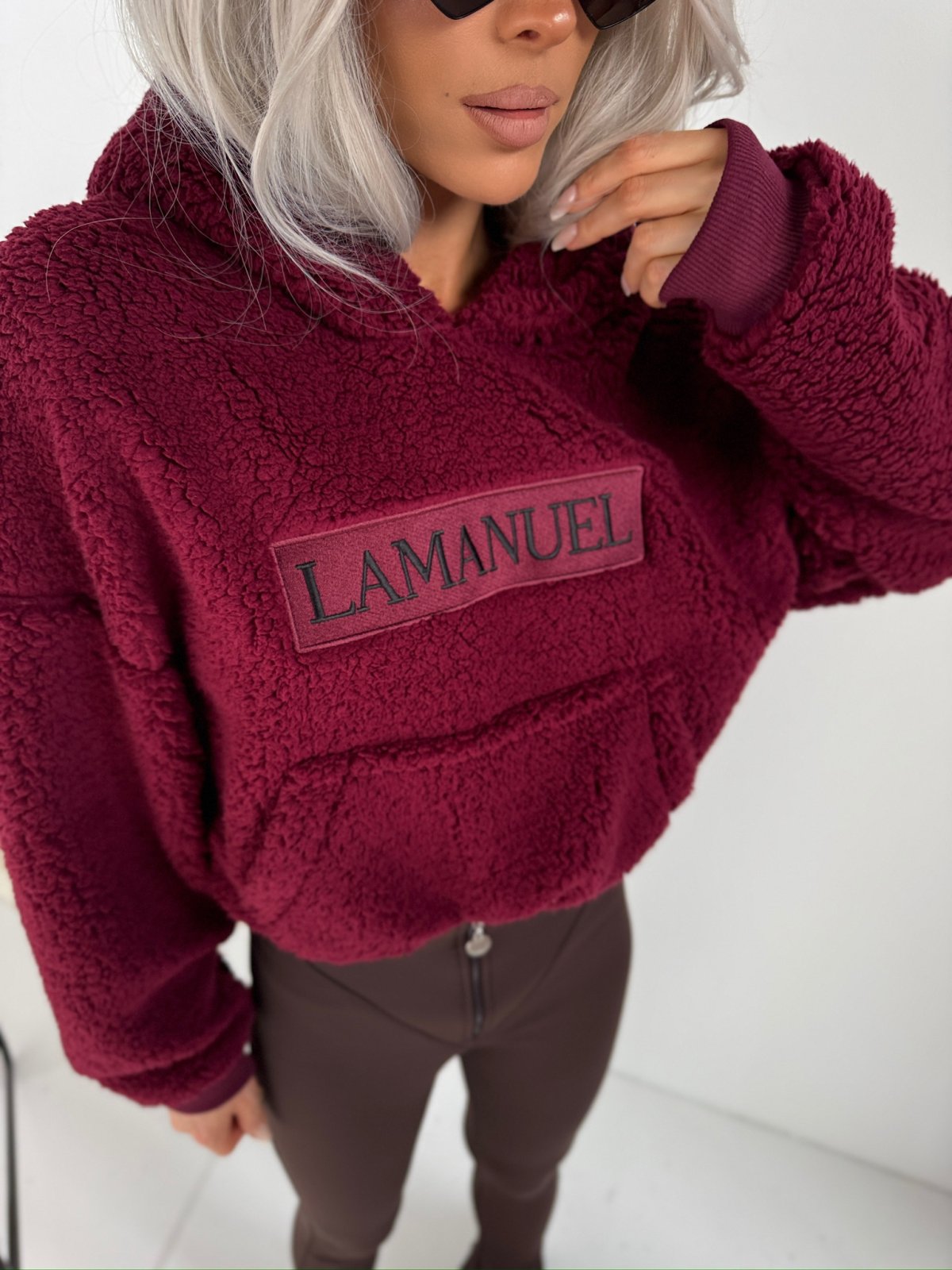 Bluza baranek PUFFY, bordo