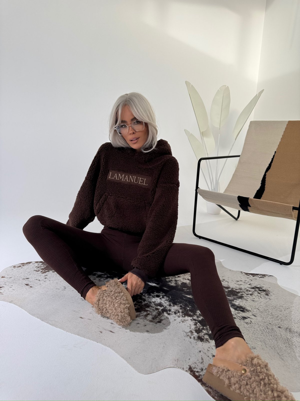 Bluza baranek PUFFY, czekolada