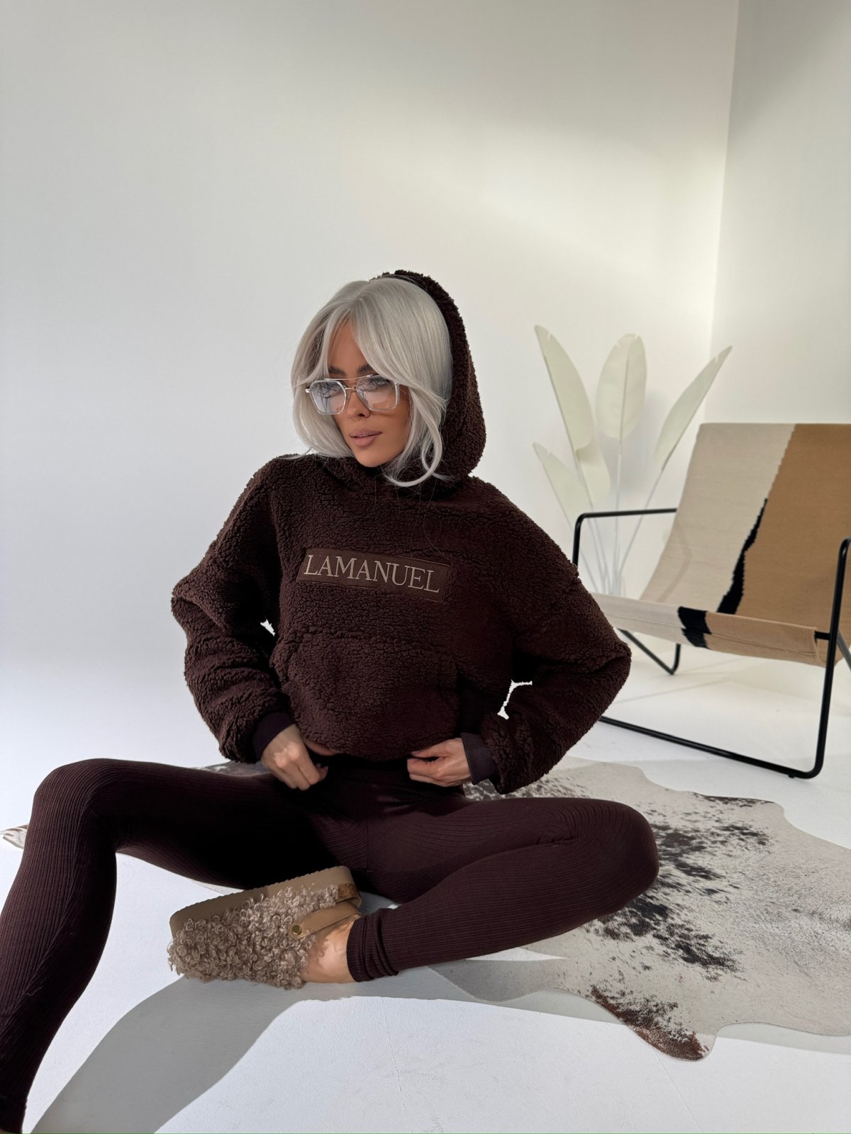 Bluza baranek PUFFY, czekolada